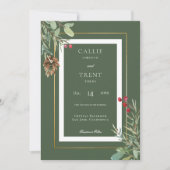 Invitation Baies de cône de pin vert de mariage d'hiver moder (Devant)