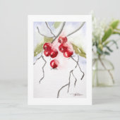 Invitation Baies de houx aquarelle Noël (Debout devant)