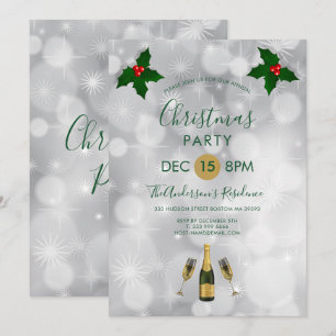 Invitation Baies de houx et champagne