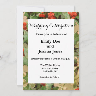 Invitation Baies de houx verdure Noël vacances vintage