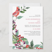 Invitation Baies de Noël et Oiseaux rouges | Mariage de vacan (Devant)