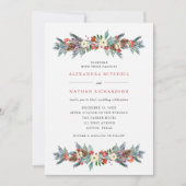Invitation Baies de Noël et pin | Mariage de vacances (Devant)
