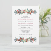 Invitation Baies de Noël et pin | Mariage de vacances (Debout devant)