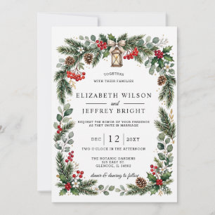 Invitation Baies de pin rustiques Noël d'hiver Mariage
