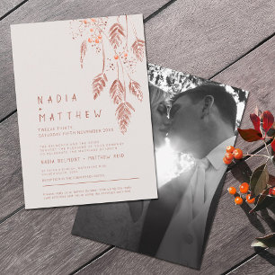 Invitation Baies d'herbe tassées couleur terre cuite aquarell