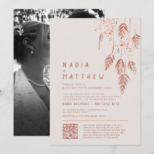 Invitation Baies d'herbe tassées couleur terre cuite aquarell