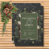 Invitation Baies d'hiver rustiques et Mariage noir de pin