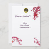 Invitation BAIES MAGIQUES 3, CHAMPAGNE agate rouge MONOGRAMME (Dos)