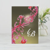 Invitation BAIES MAGIQUES 3, CHAMPAGNE agate rouge MONOGRAMME (Debout devant)