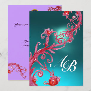 Invitation BAIES MAGIQUES 3, MONOGRAMME Bleu aigue-marine