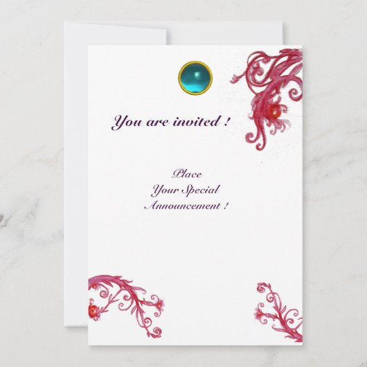 Invitation BAIES MAGIQUES 4, agate rouge MONOGRAMME (Dos)