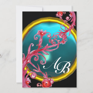 Invitation BAIES MAGIQUES 4, agate rouge MONOGRAMME