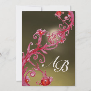 Invitation BAIES MAGIQUES 4, champagne rose rouge monogramme