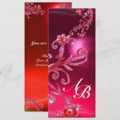 Invitation BAIES MAGIQUES 4, Champagne rouge rubis MONOGRAMME (Devant / Derrière)