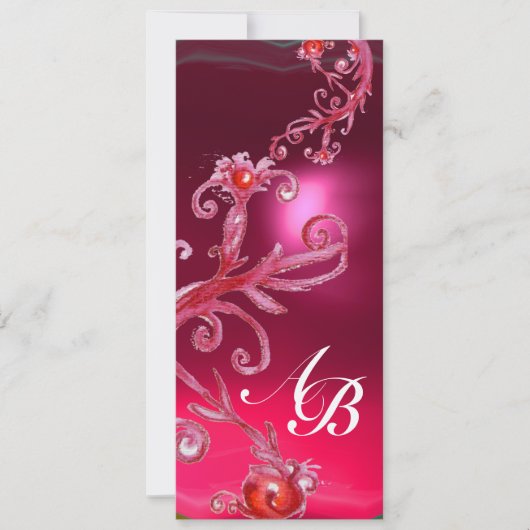 Invitation BAIES MAGIQUES 4, Champagne rouge rubis MONOGRAMME (Devant)
