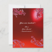 Invitation BAIES MAGIQUES 4, GLACE rouge rubis MONOGRAMME (Dos)