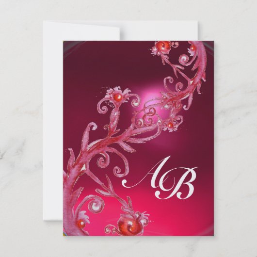 INVITATION BAIES MAGIQUES 4, GLACE RUBIS ROUGE MONOGRAMME (Devant)