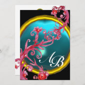 Invitation BAIES MAGIQUES 4, MONOGRAMME agate rouge (Devant / Derrière)