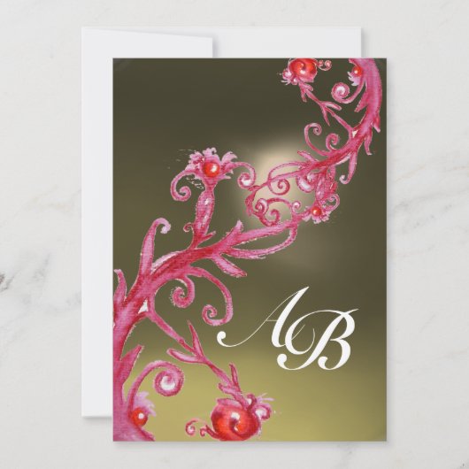 Invitation BAIES MAGIQUES 4 MONOGRAMME agate rouge (Devant)