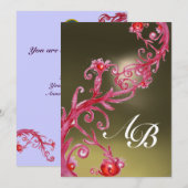 Invitation BAIES MAGIQUES 4 MONOGRAMME agate rouge (Devant / Derrière)