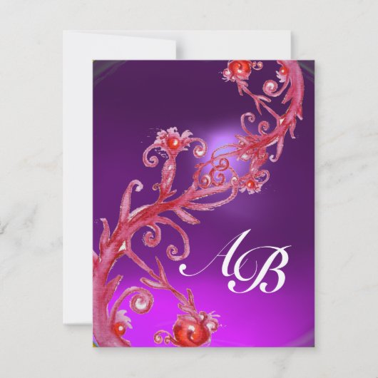 Invitation BAIES MAGIQUES 4, MONOGRAMME améthyste pourpre cha (Devant)