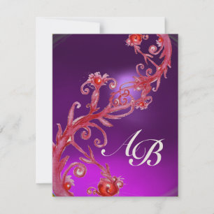 Invitation BAIES MAGIQUES 4, MONOGRAMME améthyste pourpre cha