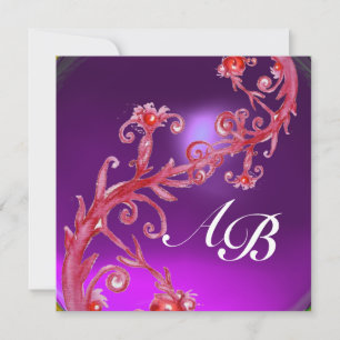 Invitation BAIES MAGIQUES 4, MONOGRAMME améthyste rouge