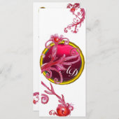 Invitation BAIES MAGIQUES 4, MONOGRAMME bleu aigue-marine (Devant / Derrière)