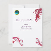 Invitation BAIES MAGIQUES 4, MONOGRAMME bleu aigue-marine or (Dos)