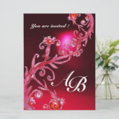 Invitation BAIES MAGIQUES 4, MONOGRAMME bordeaux rouge (Debout devant)