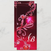 Invitation BAIES MAGIQUES 4, MONOGRAMME bordeaux rouge (Devant / Derrière)