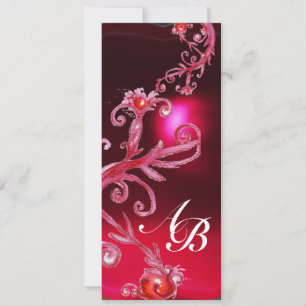 Invitation BAIES MAGIQUES 4, MONOGRAMME bordeaux rouge
