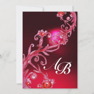 Invitation BAIES MAGIQUES 4, MONOGRAMME bordeaux rouge
