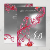 Invitation BAIES MAGIQUES 4, MONOGRAMME cristal rouge blanc (Devant / Derrière)