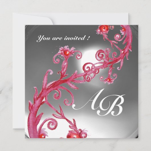 Invitation BAIES MAGIQUES 4, MONOGRAMME cristal rouge blanc (Devant)