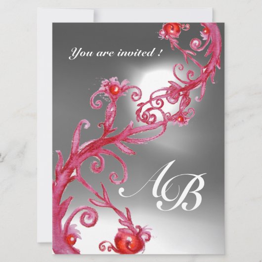Invitation BAIES MAGIQUES 4, MONOGRAMME cristal rouge blanc (Devant)
