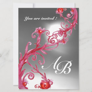 Invitation BAIES MAGIQUES 4, MONOGRAMME cristal rouge blanc