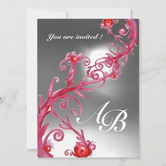 Invitation BAIES MAGIQUES 4, MONOGRAMME cristal rouge blanc (Devant)