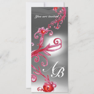 Invitation BAIES MAGIQUES 4, MONOGRAMME cristal rouge blanc