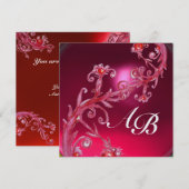Invitation BAIES MAGIQUES 4, MONOGRAMME glace rubis rouge (Devant / Derrière)