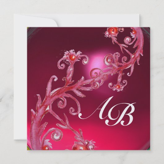 Invitation BAIES MAGIQUES 4, MONOGRAMME glace rubis rouge (Devant)