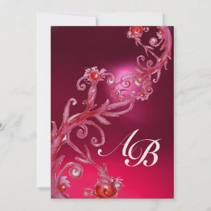Invitation BAIES MAGIQUES 4, MONOGRAMME glace rubis rouge