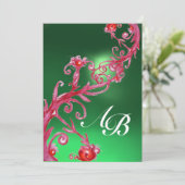 Invitation BAIES MAGIQUES 4, MONOGRAMME jade rouge (Debout devant)