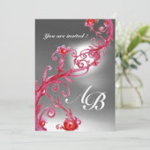 Invitation BAIES MAGIQUES 4,MONOGRAMME rouge burgundy (Debout devant)