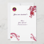 Invitation BAIES MAGIQUES 4, MONOGRAMME rouge rubis (Dos)