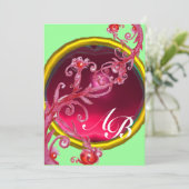 Invitation BAIES MAGIQUES 4, MONOGRAMME rouge rubis (Debout devant)