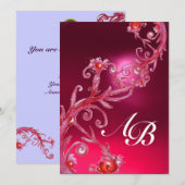 Invitation BAIES MAGIQUES 4, MONOGRAMME rouge rubis (Devant / Derrière)