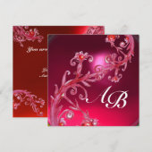 Invitation BAIES MAGIQUES 4, MONOGRAMME rouge rubis (Devant / Derrière)