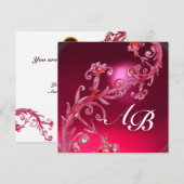 Invitation BAIES MAGIQUES 4, MONOGRAMME rouge rubis (Devant / Derrière)