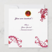 Invitation BAIES MAGIQUES 4, MONOGRAMME rouge rubis (Dos)